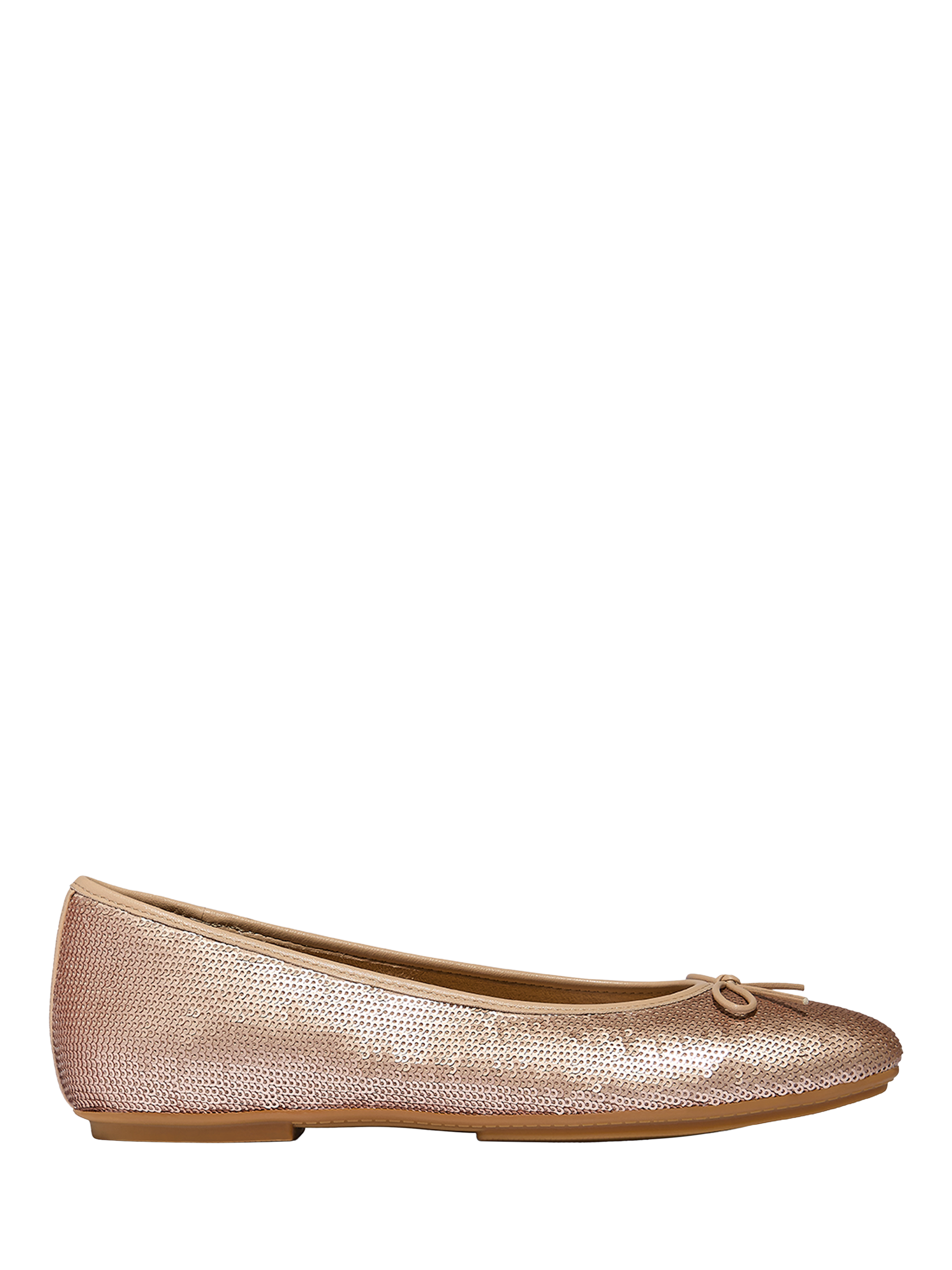 Product image 1 of 5, which shows FitFlop Delicato Leather Blend Bow Sequin Ballerina Pumps, Classic Beige, 3