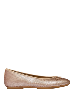 FitFlop Delicato Leather Blend Bow Sequin Ballerina Pumps, Classic Beige