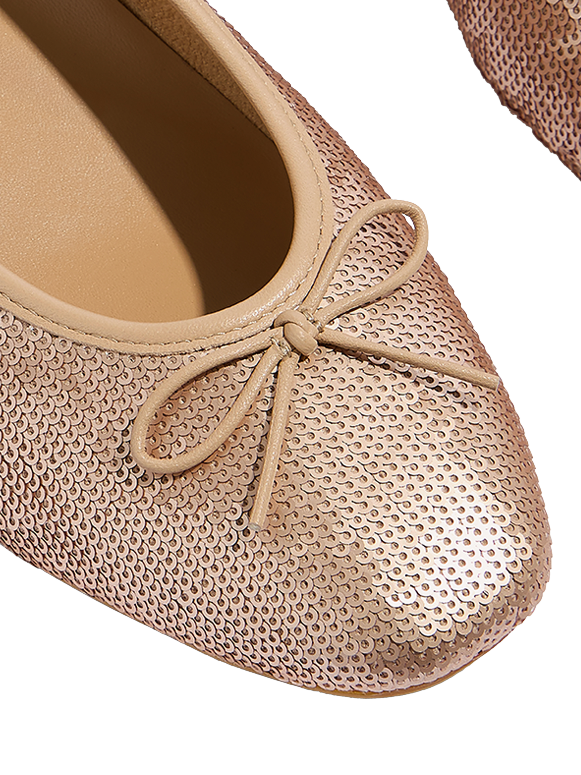 Product image 3 of 5, which shows FitFlop Delicato Leather Blend Bow Sequin Ballerina Pumps, Classic Beige, 3