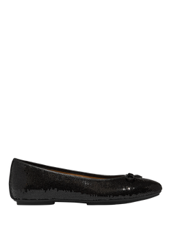 FitFlop Delicato Leather Blend Bow Sequin Ballerina Pumps, Black