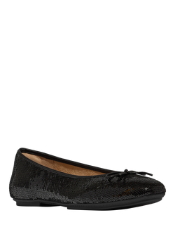 FitFlop Delicato Leather Blend Bow Sequin Ballerina Pumps - view 2, Black