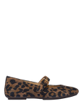 FitFlop Delicato Leopard Print Suede Mary Jane Flats, Chocolate Mix