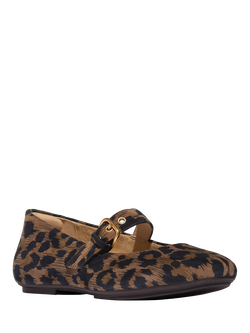 FitFlop Delicato Leopard Print Suede Mary Jane Flats, Chocolate Mix - view 2, Chocolate Mix
