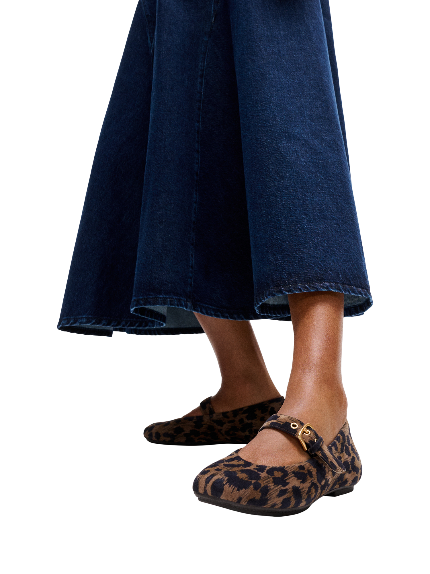 Product image 6 of 6, which shows FitFlop Delicato Leopard Print Suede Mary Jane Flats, Chocolate Mix, 3