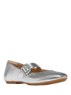 FitFlop Delicato Leather Crystal Buckle Mary Janes, Silver - view 2, Silver