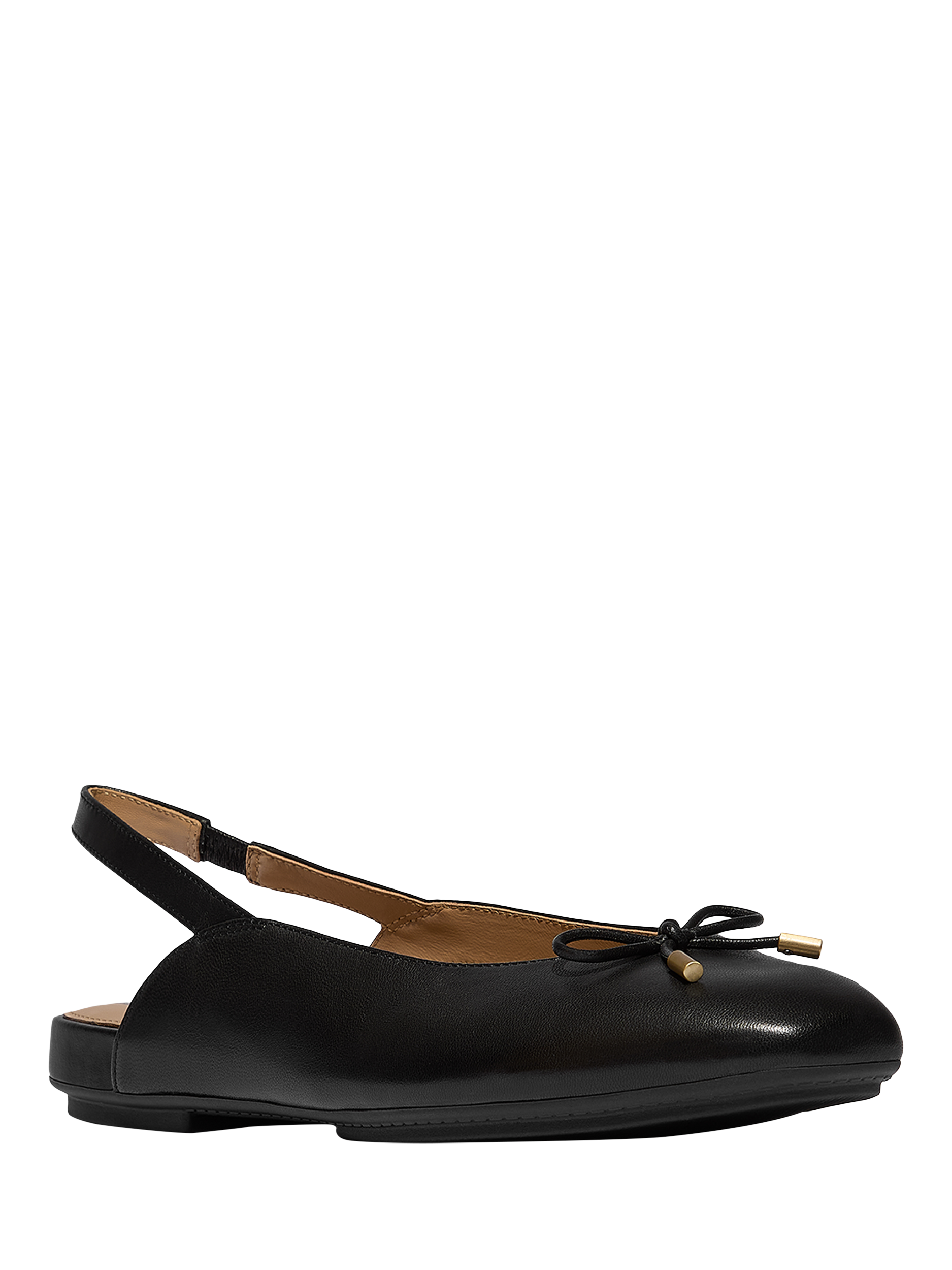 Product image 2 of 5, which shows FitFlop Delicato Leather Bow Slingback Flats, Black, 3