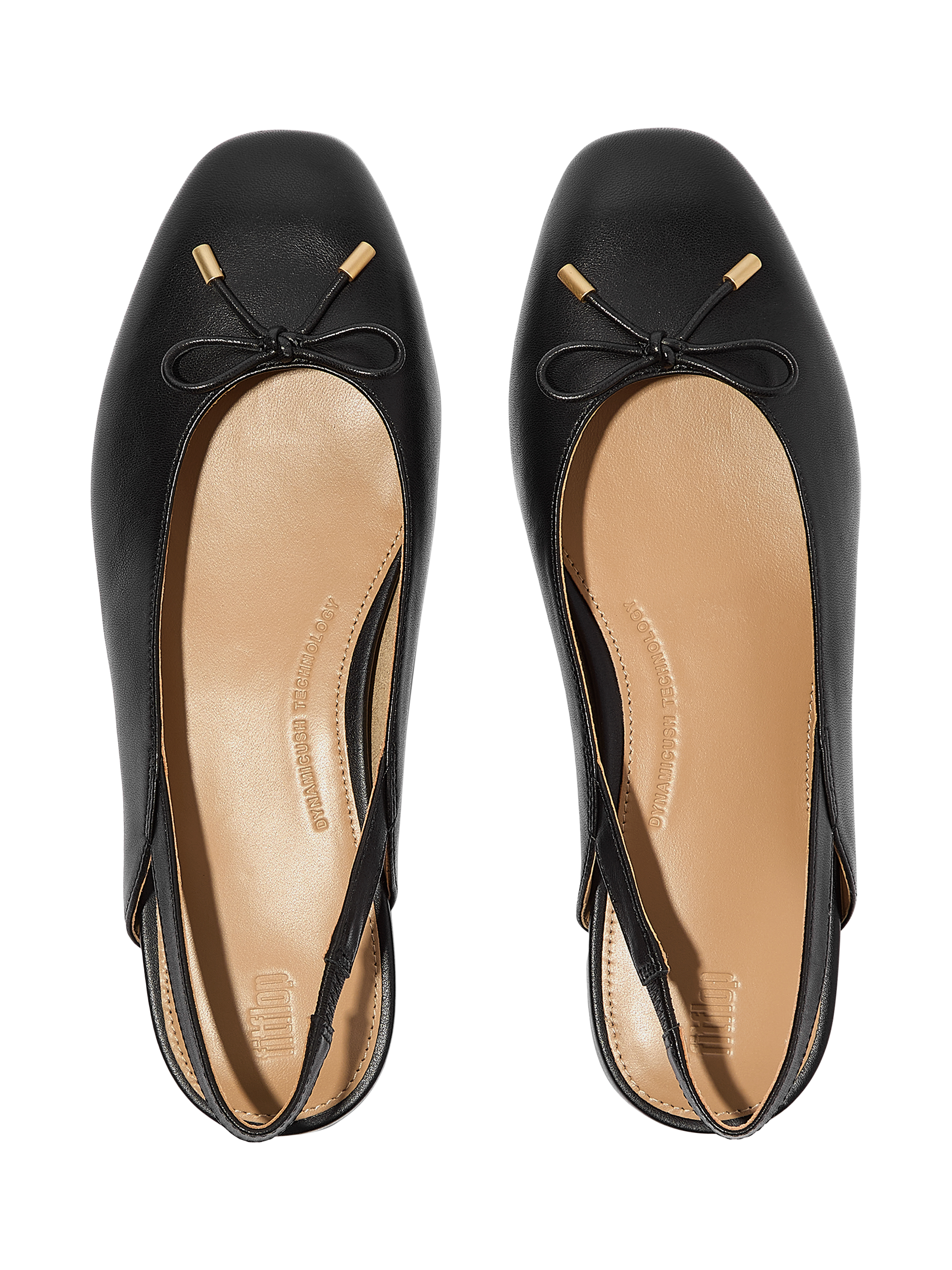 Product image 4 of 5, which shows FitFlop Delicato Leather Bow Slingback Flats, Black, 3