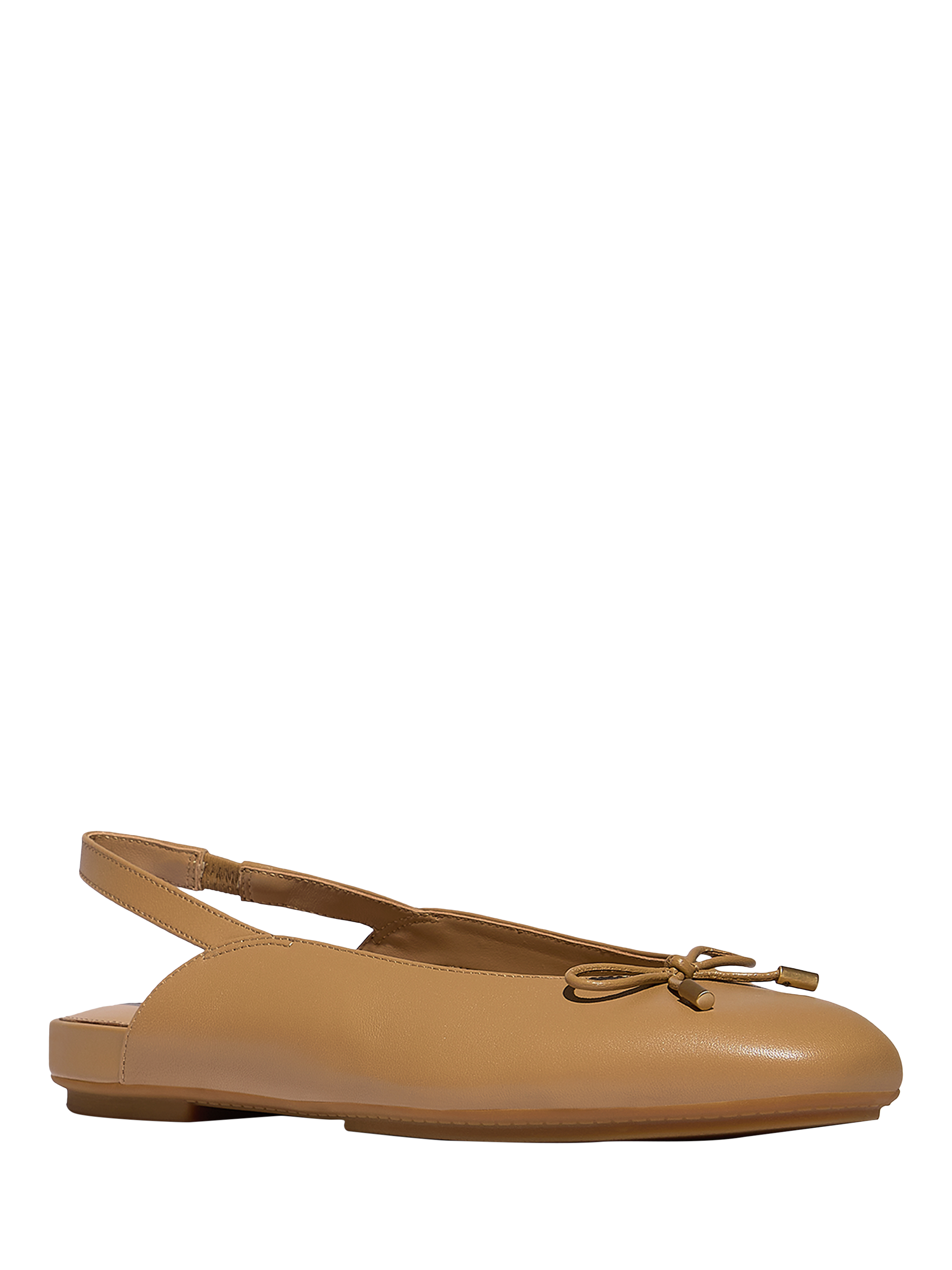 Product image 2 of 5, which shows FitFlop Delicato Leather Bow Slingback Flats, Camel, 3