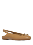 FitFlop Delicato Leather Bow Slingback Flats, Black, Camel