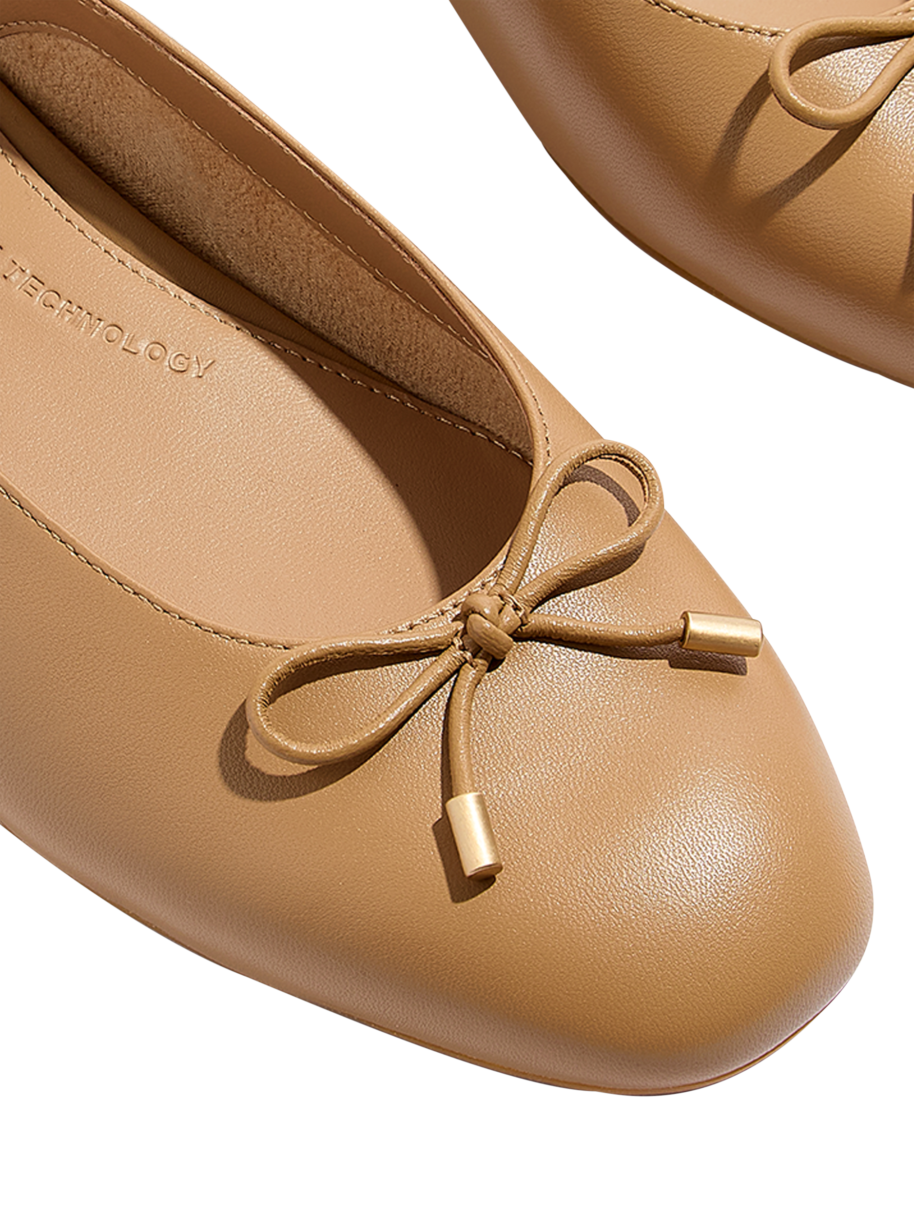 Product image 3 of 5, which shows FitFlop Delicato Leather Bow Slingback Flats, Camel, 3