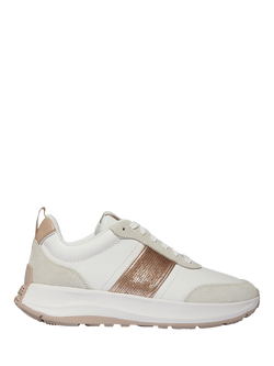 FitFlop F-Mode Flow Sequin Suede Blend Flatform Trainers, Urban Beige
