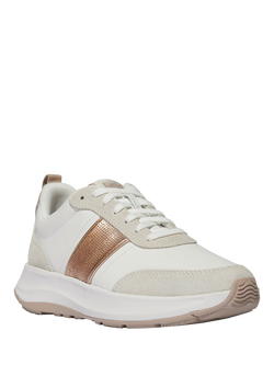 FitFlop F-Mode Flow Sequin Suede Blend Flatform Trainers - view 2, Urban Beige