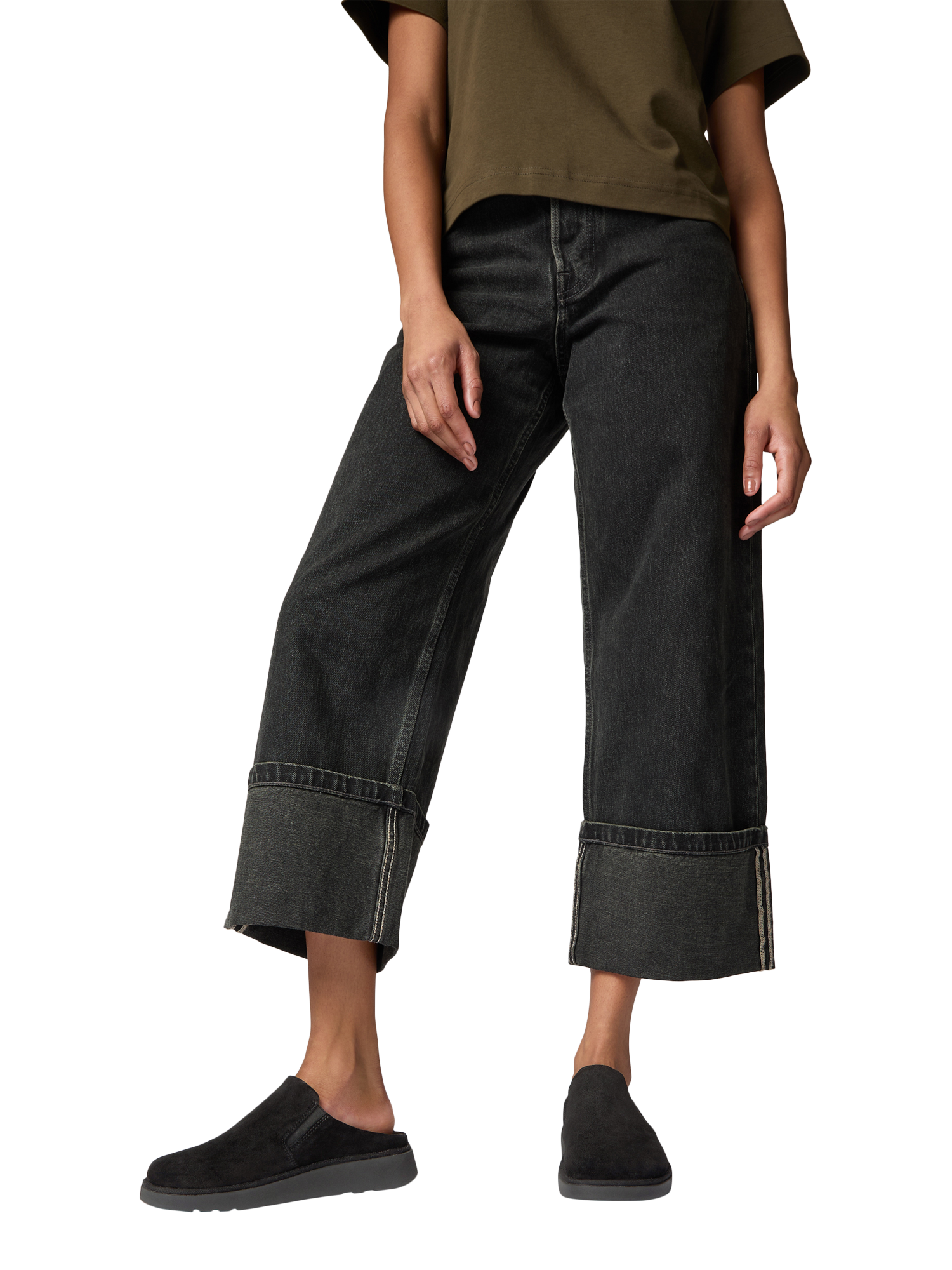 Product image 4 of 4, which shows FitFlop Gen-FF Suede Elasticated Mules, Black, 3