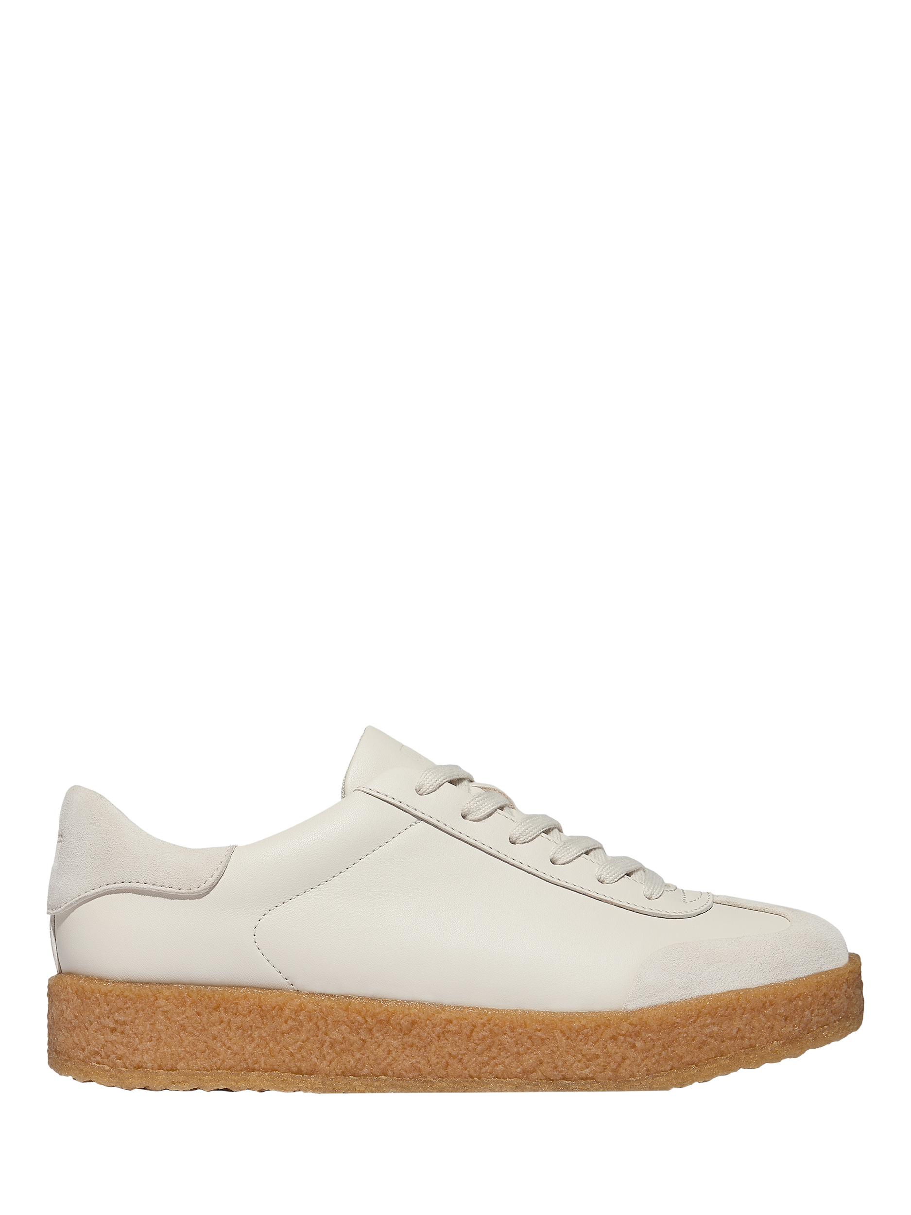 Product image 1 of 5, which shows FitFlop Rally T-Toe Leather Blend Trainers, Paris Beige, 3