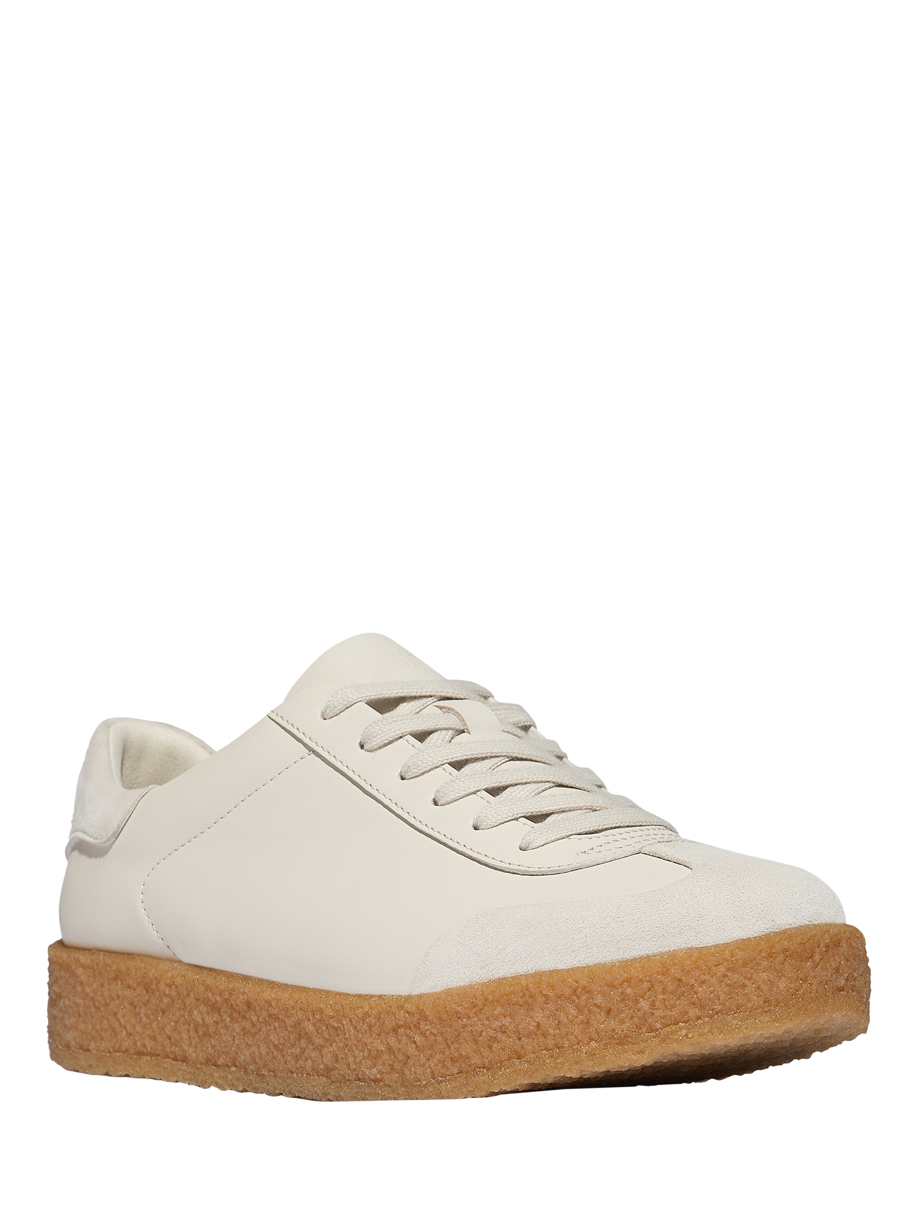 Product image 2 of 5, which shows FitFlop Rally T-Toe Leather Blend Trainers, Paris Beige, 3