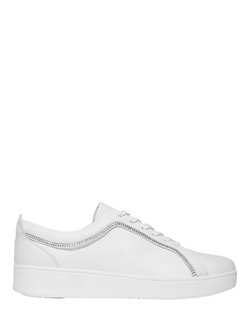 FitFlop Rally Crystal Leather Blend Trainers, Urban White