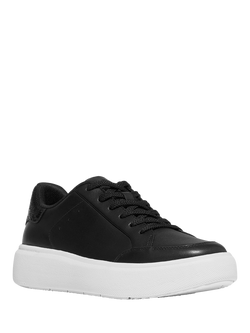 FitFlop RTG Leather Blend Lace Up Trainers, Black - view 2, Black