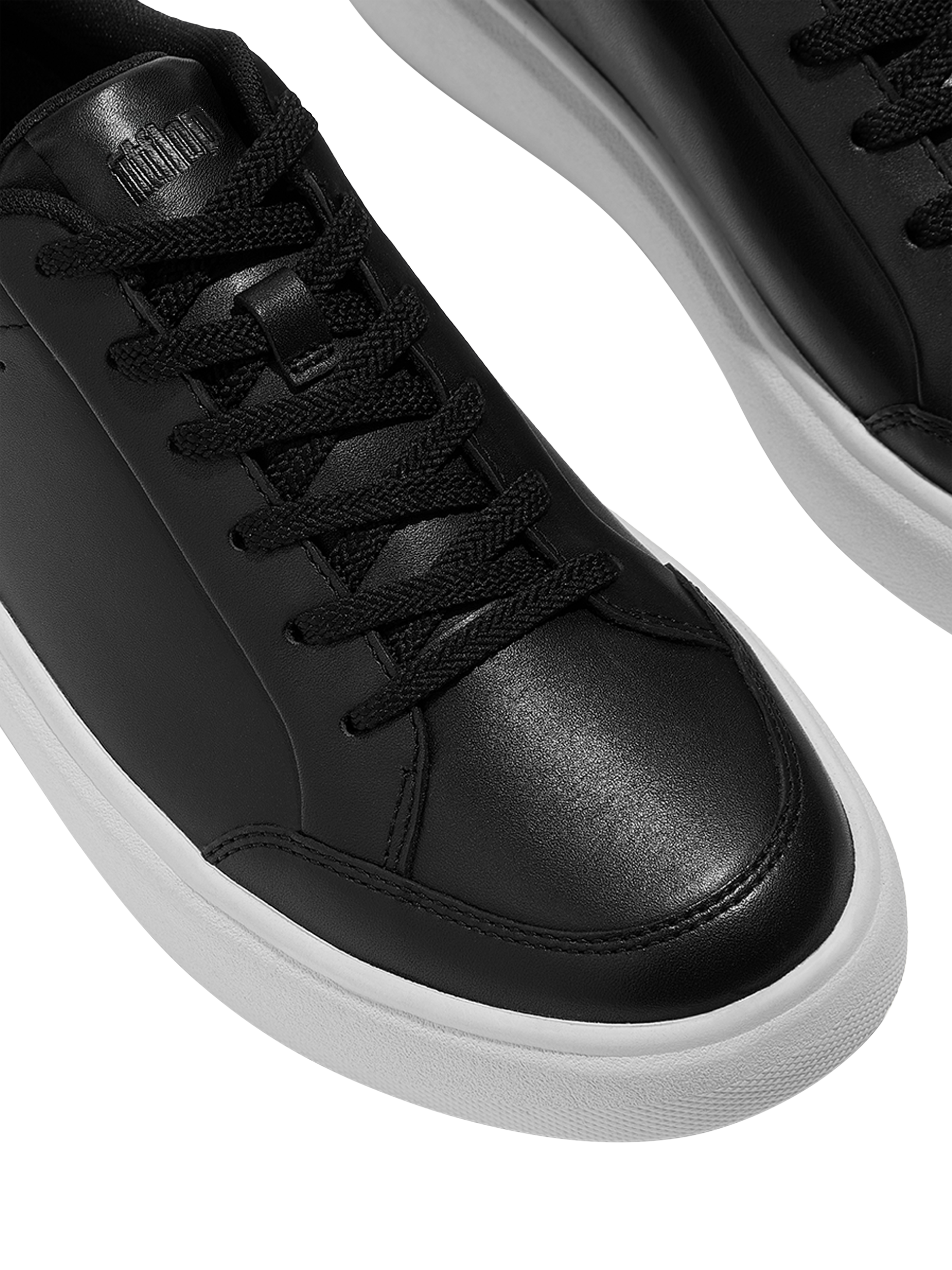 Product image 3 of 5, which shows FitFlop RTG Leather Blend Lace Up Trainers, Black, 3