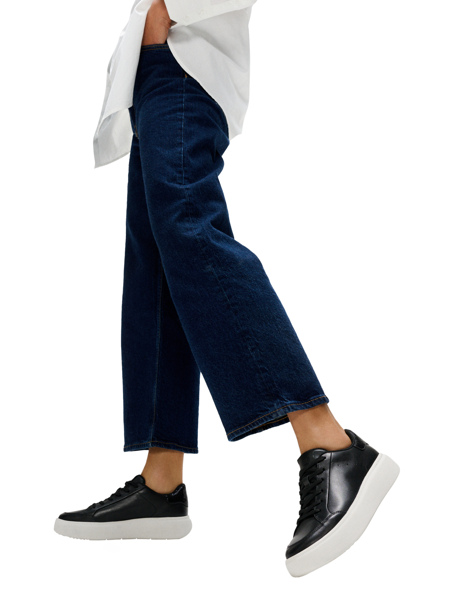 Product image 5 of 5, which shows FitFlop RTG Leather Blend Lace Up Trainers, Black, 3