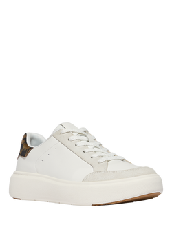 FitFlop RTG Leather Blend Lace Up Trainers, Urban White/Chocolate Mix - view 2, Urban White/Chocolate Mix