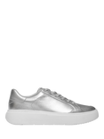 FitFlop RTG Leather Blend Lace Up Trainers, Silver