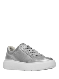 FitFlop RTG Leather Blend Lace Up Trainers, Silver - view 2, Silver