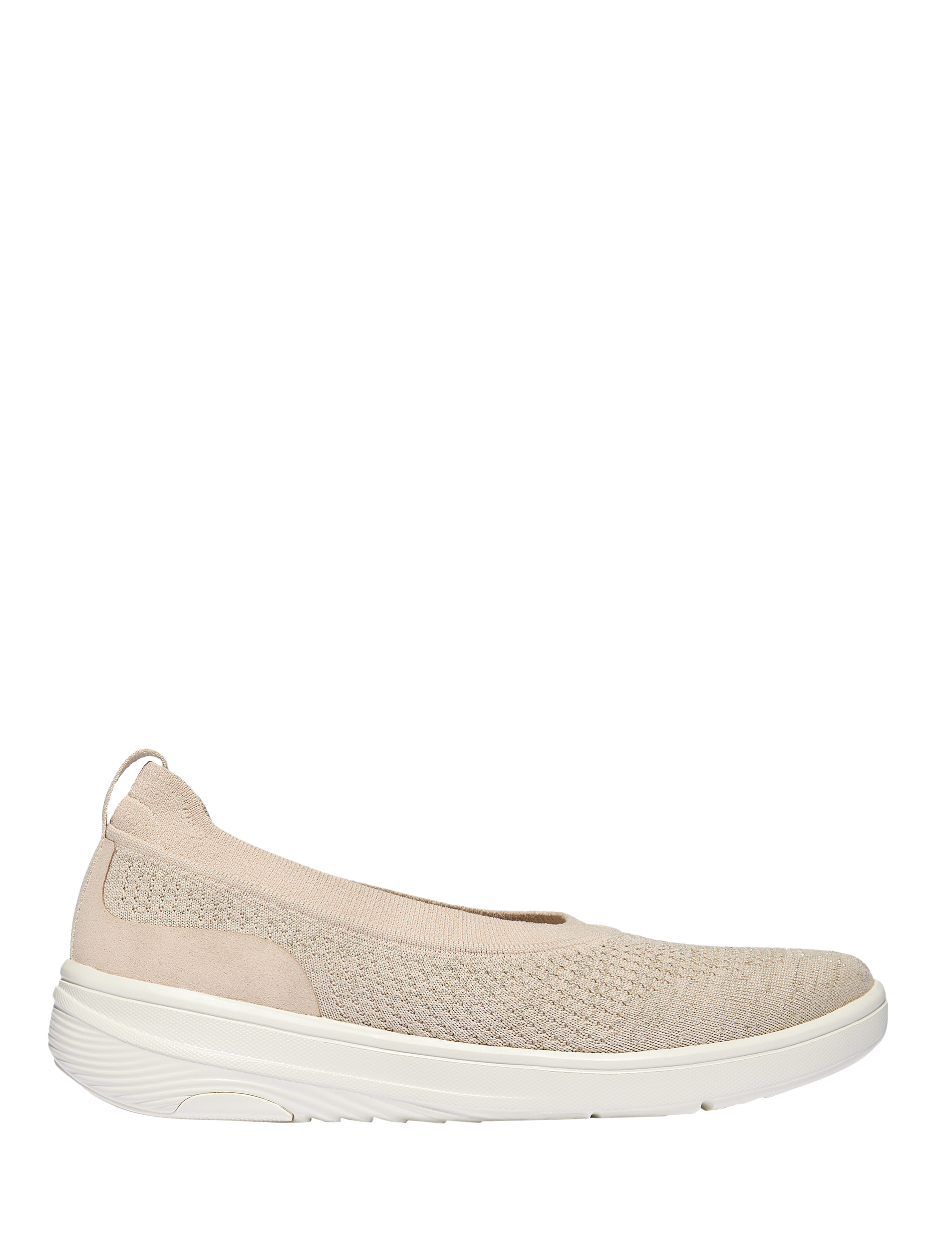 Product image 1 of 5, which shows FitFlop Super-Q Knit Ballet Flats, Stone Beige/Platino, 3