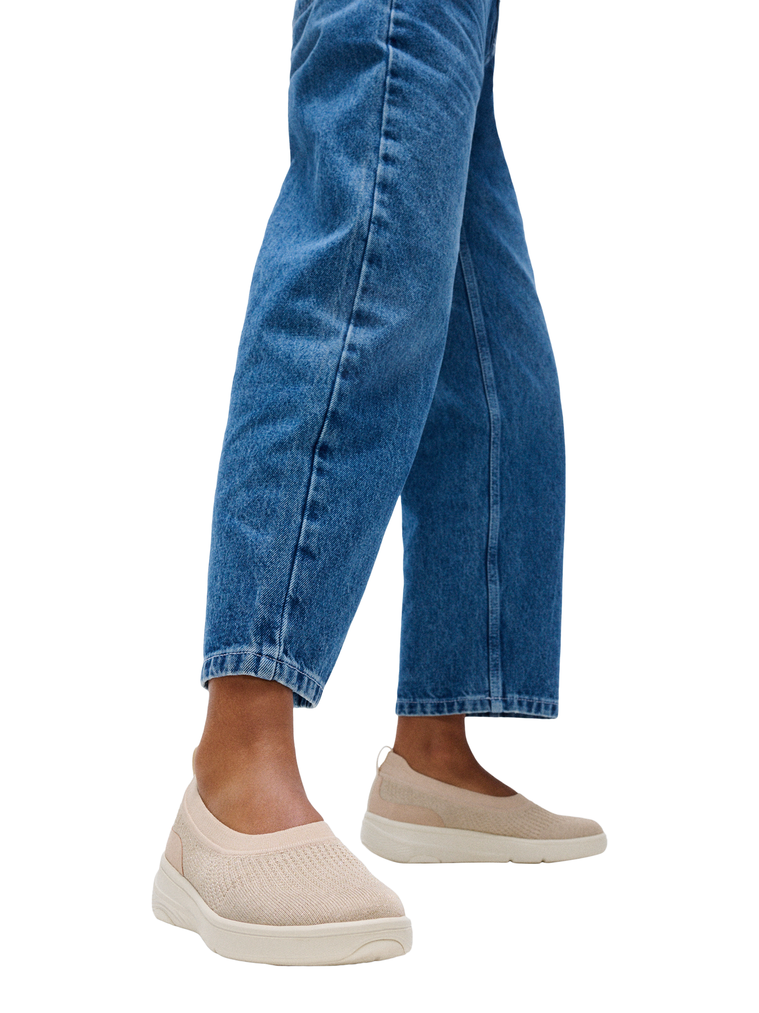 Product image 2 of 5, which shows FitFlop Super-Q Knit Ballet Flats, Stone Beige/Platino, 3