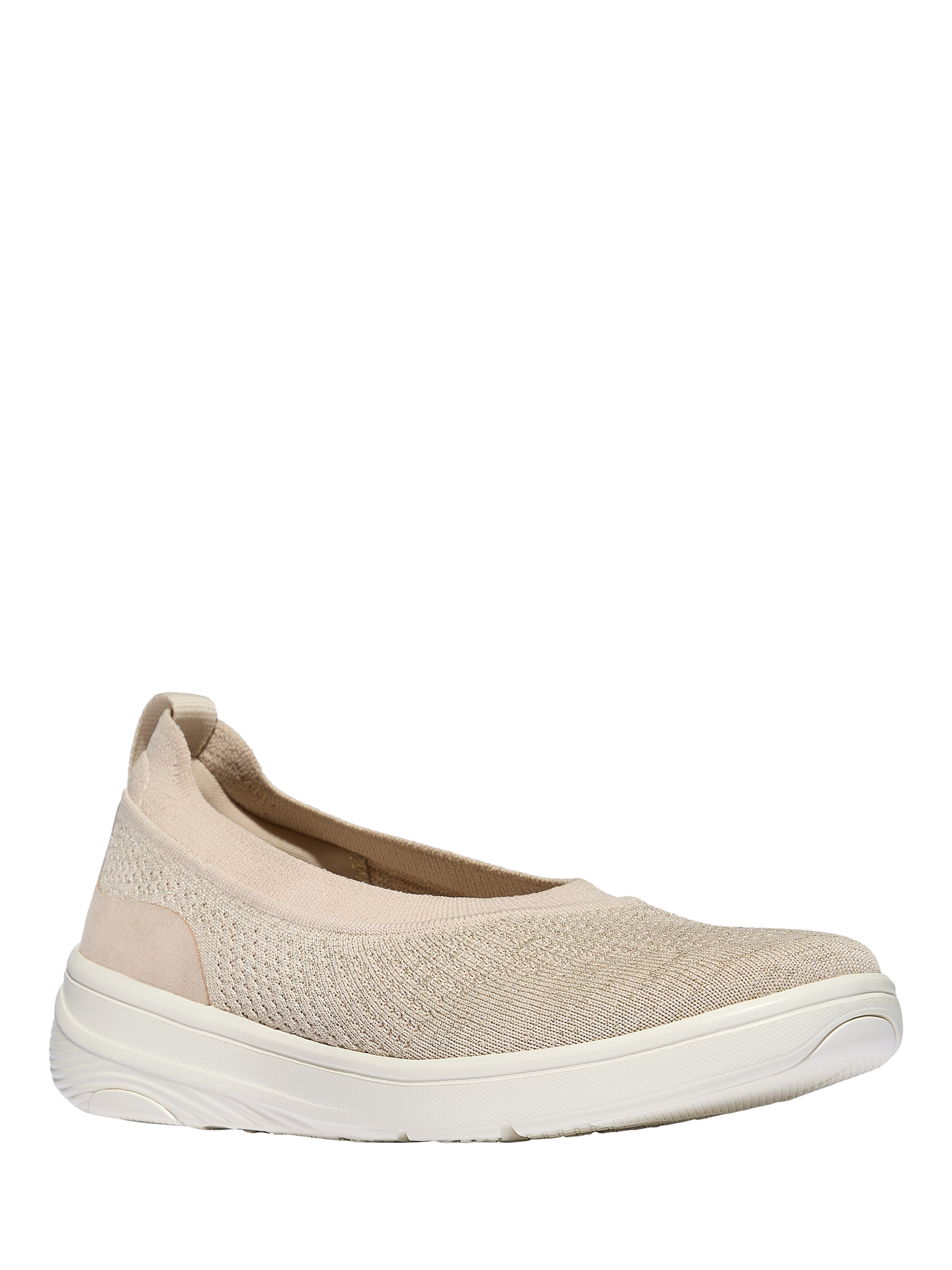 Product image 3 of 5, which shows FitFlop Super-Q Knit Ballet Flats, Stone Beige/Platino, 3