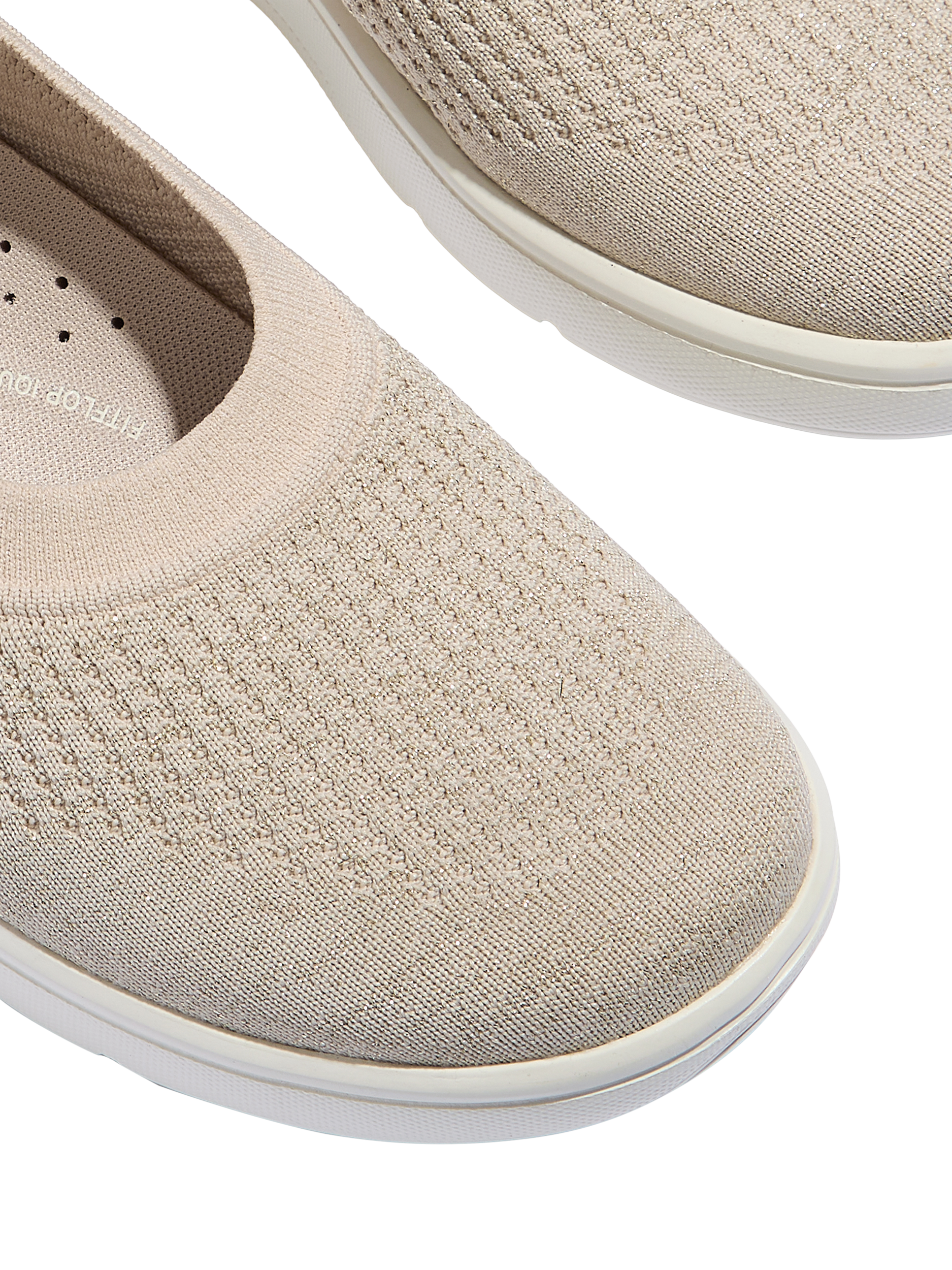 Product image 4 of 5, which shows FitFlop Super-Q Knit Ballet Flats, Stone Beige/Platino, 3