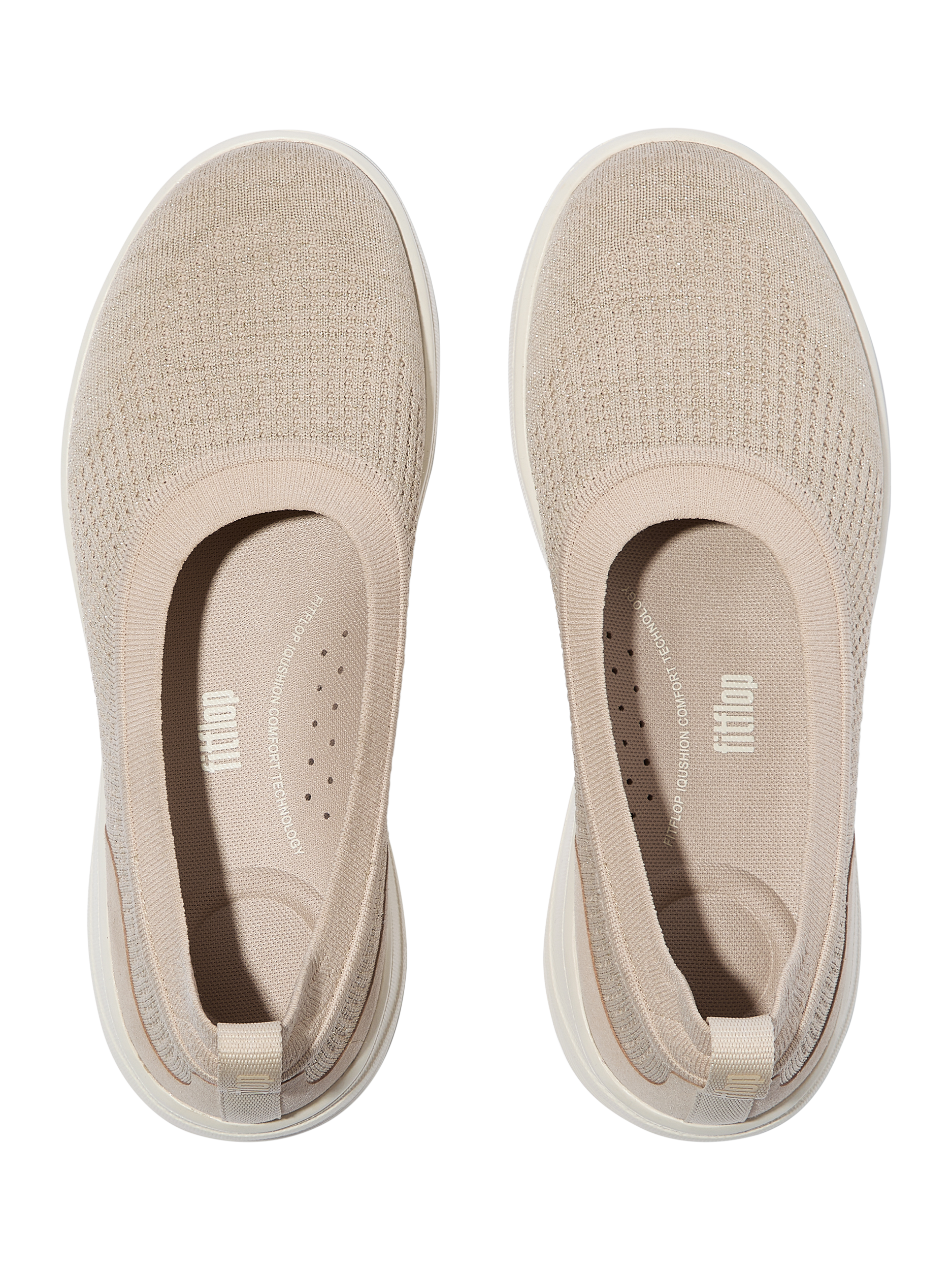 Product image 5 of 5, which shows FitFlop Super-Q Knit Ballet Flats, Stone Beige/Platino, 3
