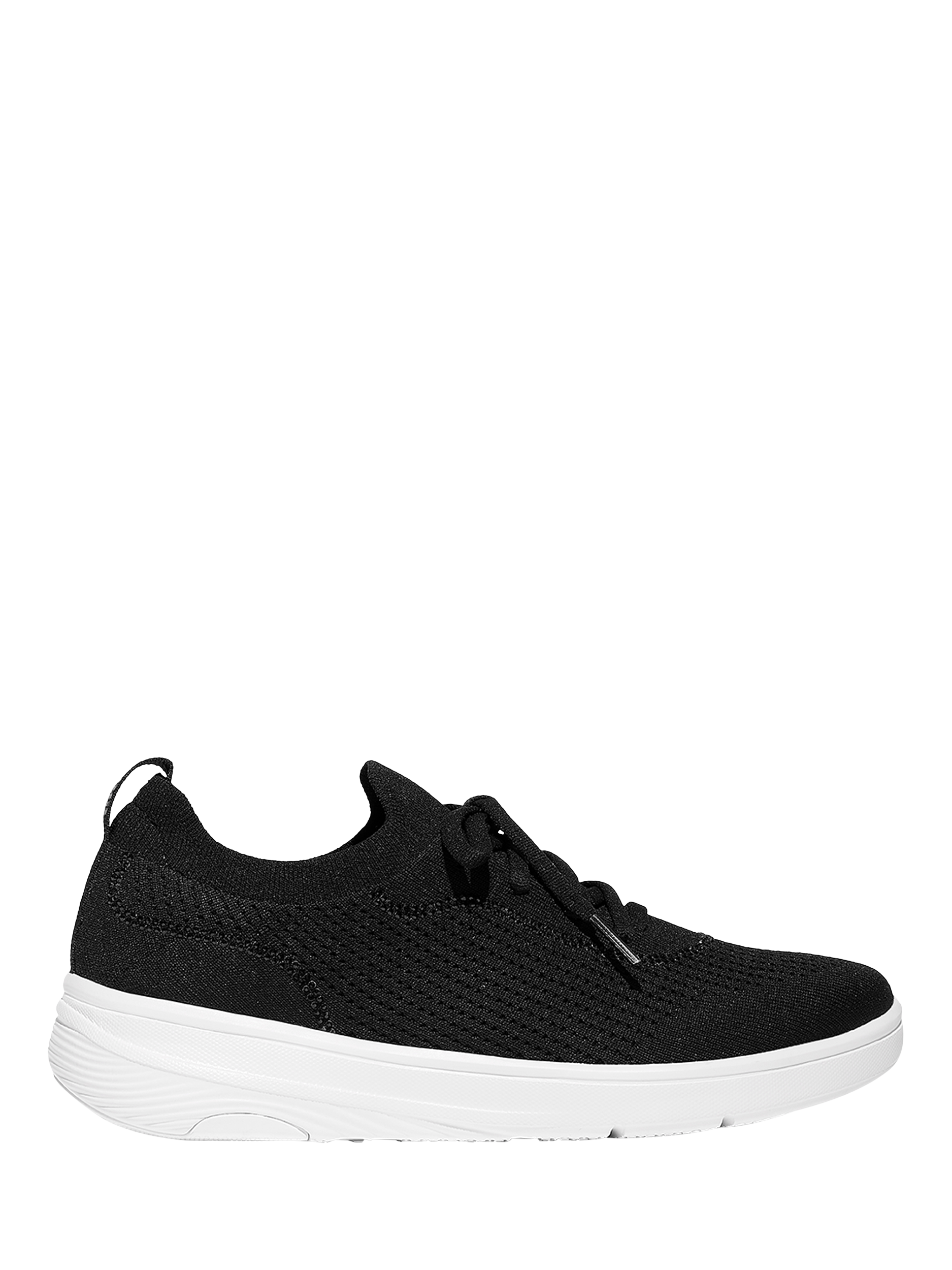 Product image 1 of 3, which shows FitFlop Super-Q Crystal Trim Knit Lace-Up Trainers, Black, 3