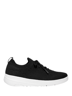 FitFlop Super-Q Crystal Trim Knit Lace-Up Trainers, Black