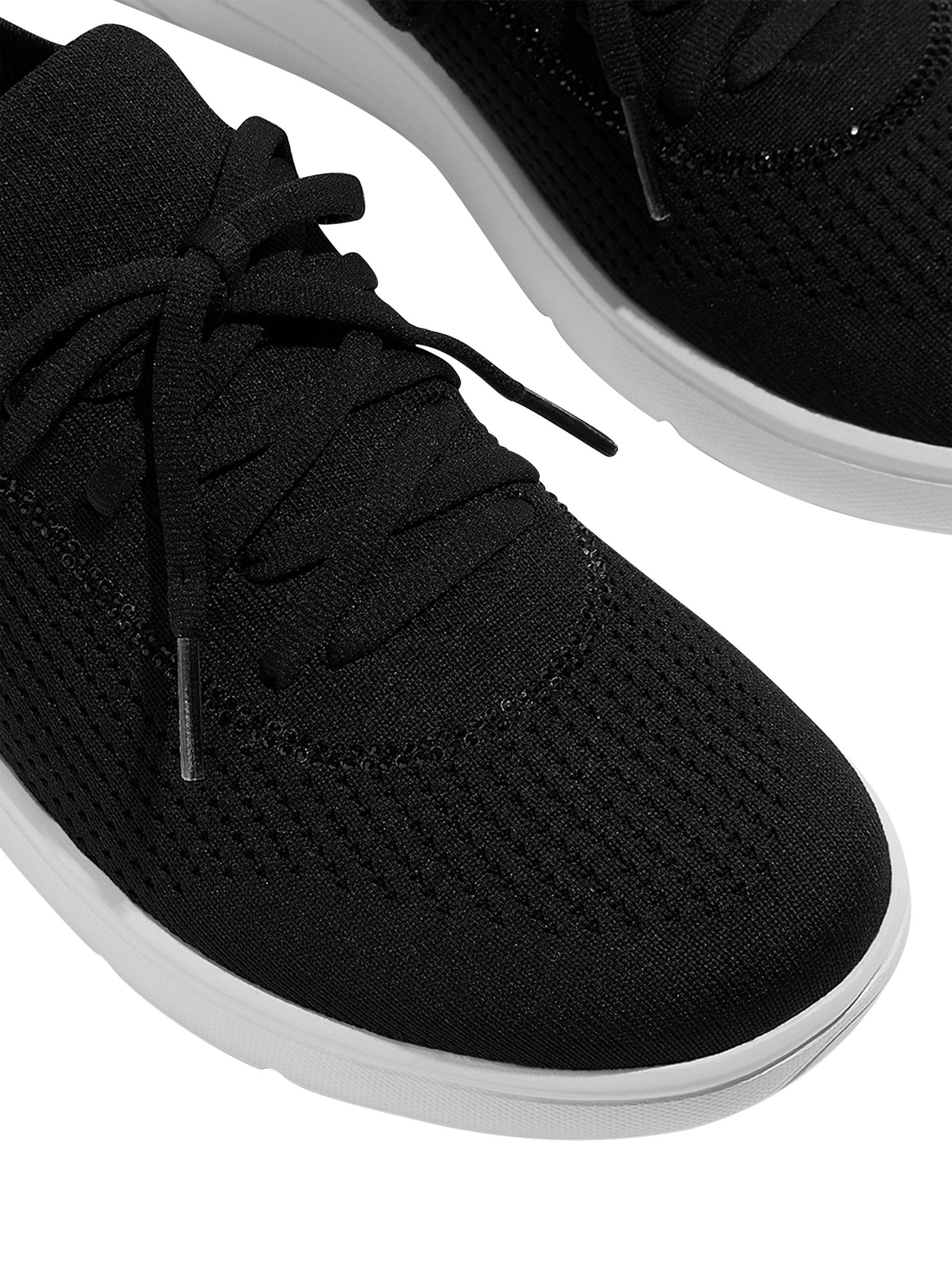 Product image 3 of 3, which shows FitFlop Super-Q Crystal Trim Knit Lace-Up Trainers, Black, 3