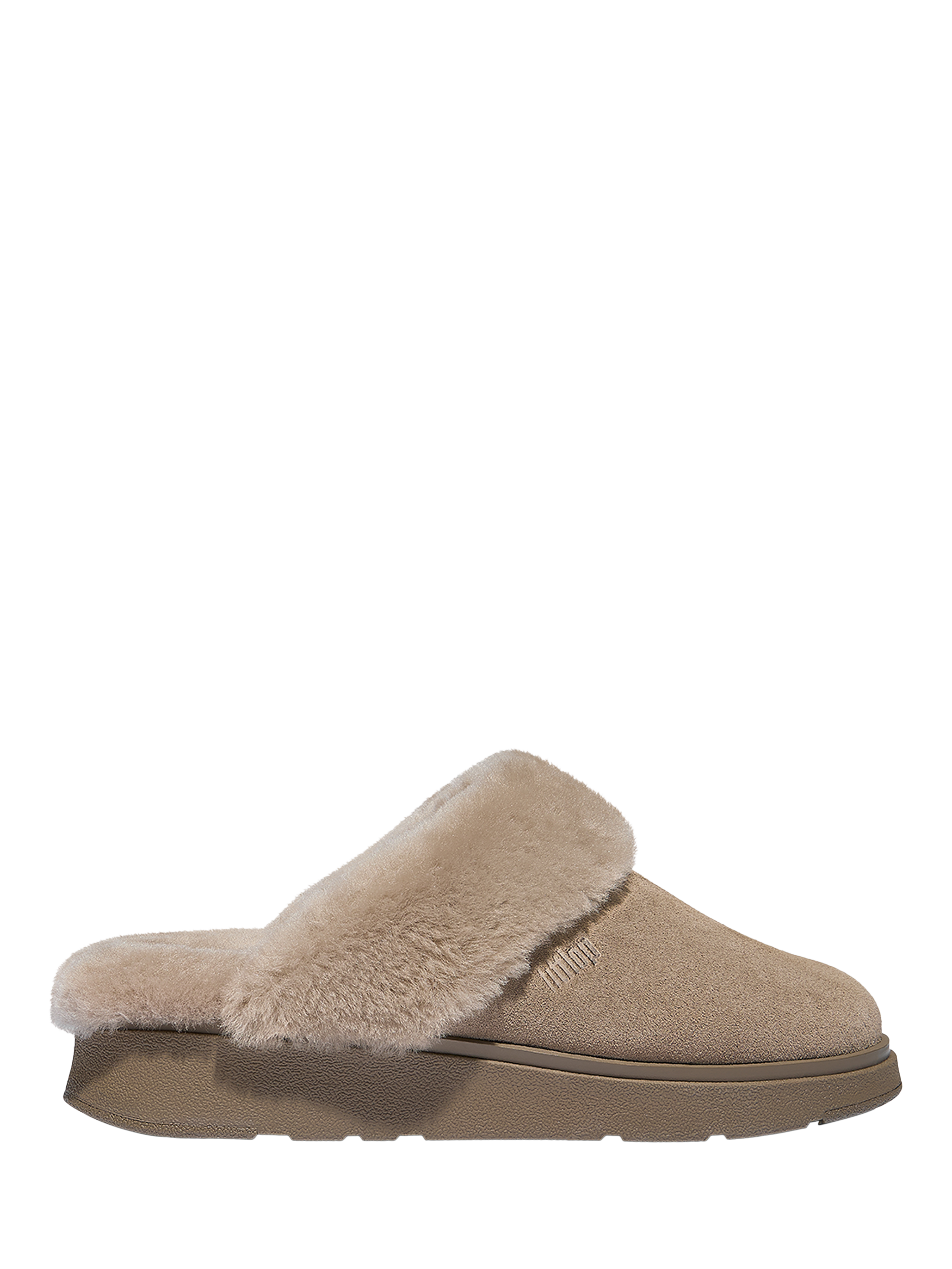 Product image 1 of 6, which shows FitFlop Shearling Slippers, Taupe, 6
