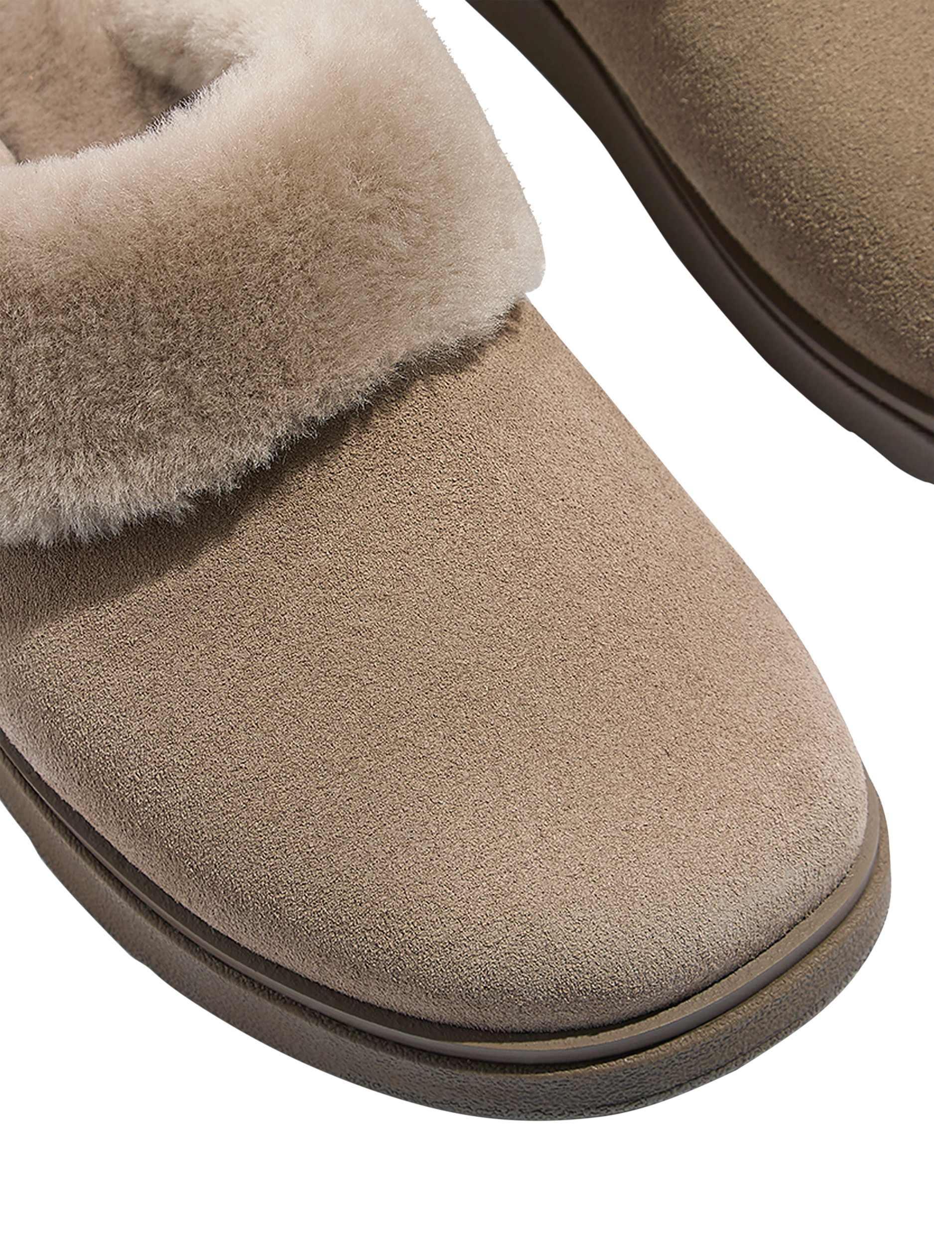 Product image 3 of 6, which shows FitFlop Shearling Slippers, Taupe, 6