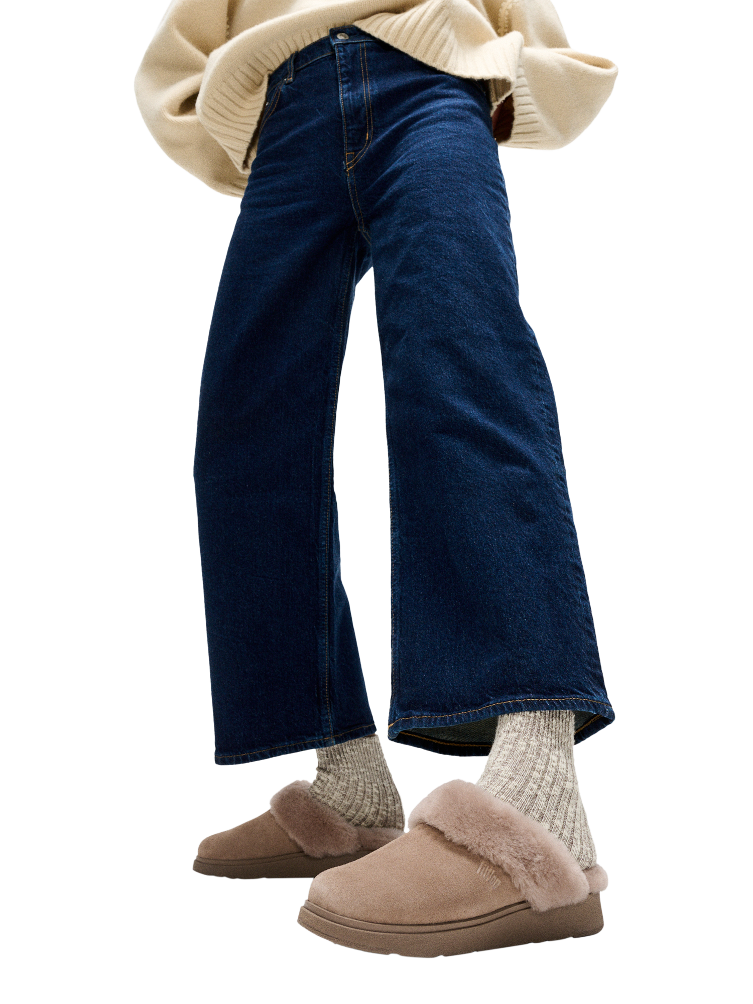 Product image 6 of 6, which shows FitFlop Shearling Slippers, Taupe, 6