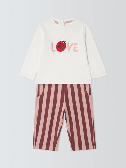 John Lewis Baby Ladybird Long Sleeve Top & Stripey Trousers Set, Multi, Multi
