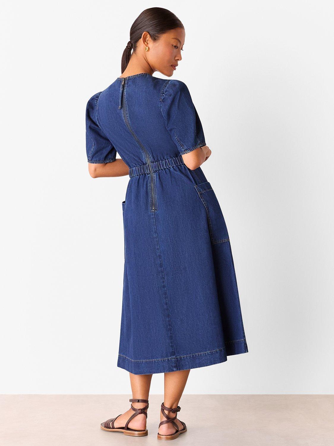 Product image 2 of 5, which shows Whistles Petite Short Sleeve Midi Dress, Blue, 6
