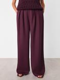 Whistles Pleat Front Relaxed Trousers, Plum