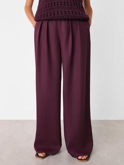 Whistles Pleat Front Relaxed Trousers, Plum, Plum