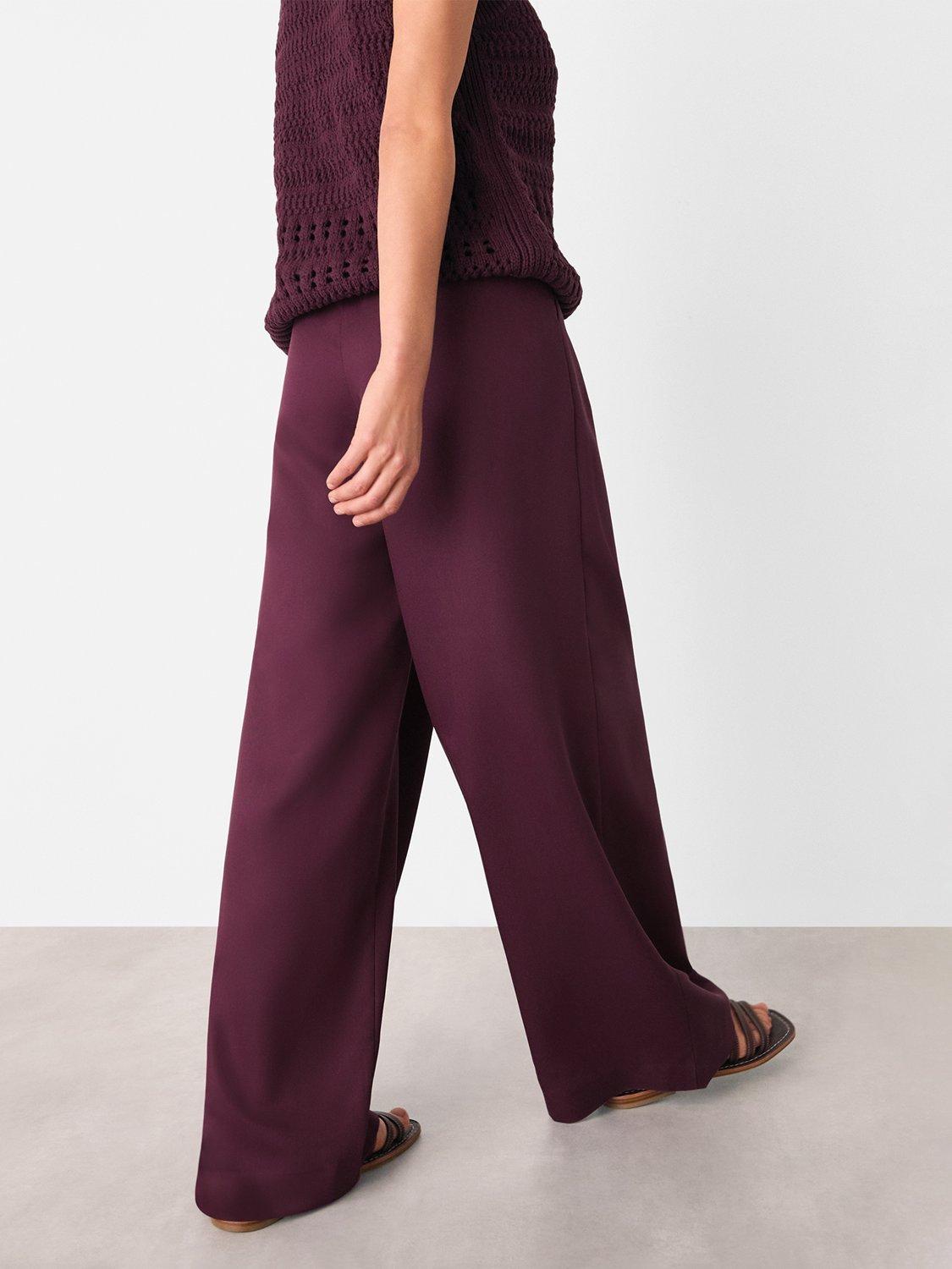 Product image 2 of 5, which shows Whistles Pleat Front Relaxed Trousers, Plum, 6