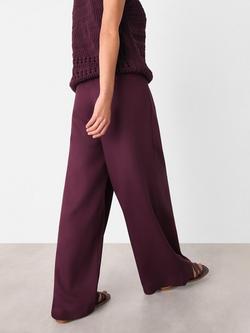 Whistles Pleat Front Relaxed Trousers, Plum - view 2, Plum