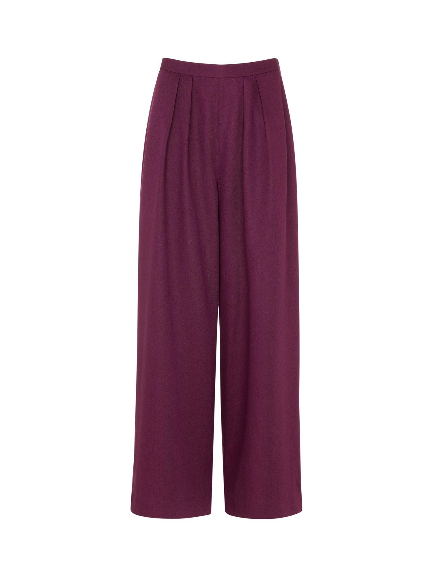 Product image 5 of 5, which shows Whistles Pleat Front Relaxed Trousers, Plum, 6
