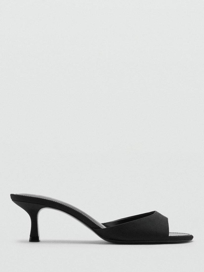Mango Maru Open Toe Kitten Heel Sandals, Black