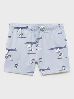 Mango Kids' Snoopy Surf Shorts, Light Pastel Blue, Light Pastel Blue