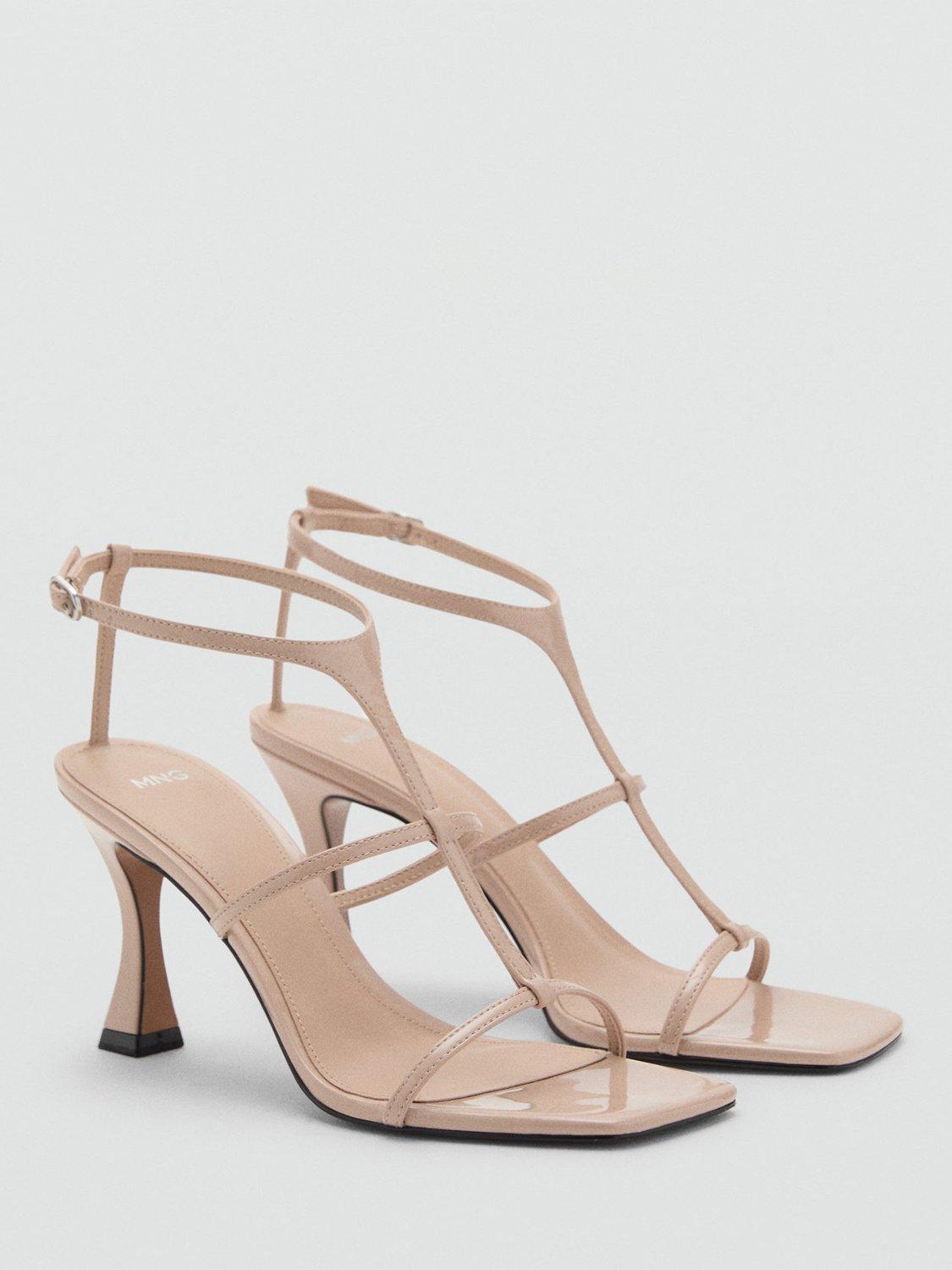 Product image 2 of 5, which shows Mango T-Bar Strap Heeled Sandals, Pastel Pink, 3