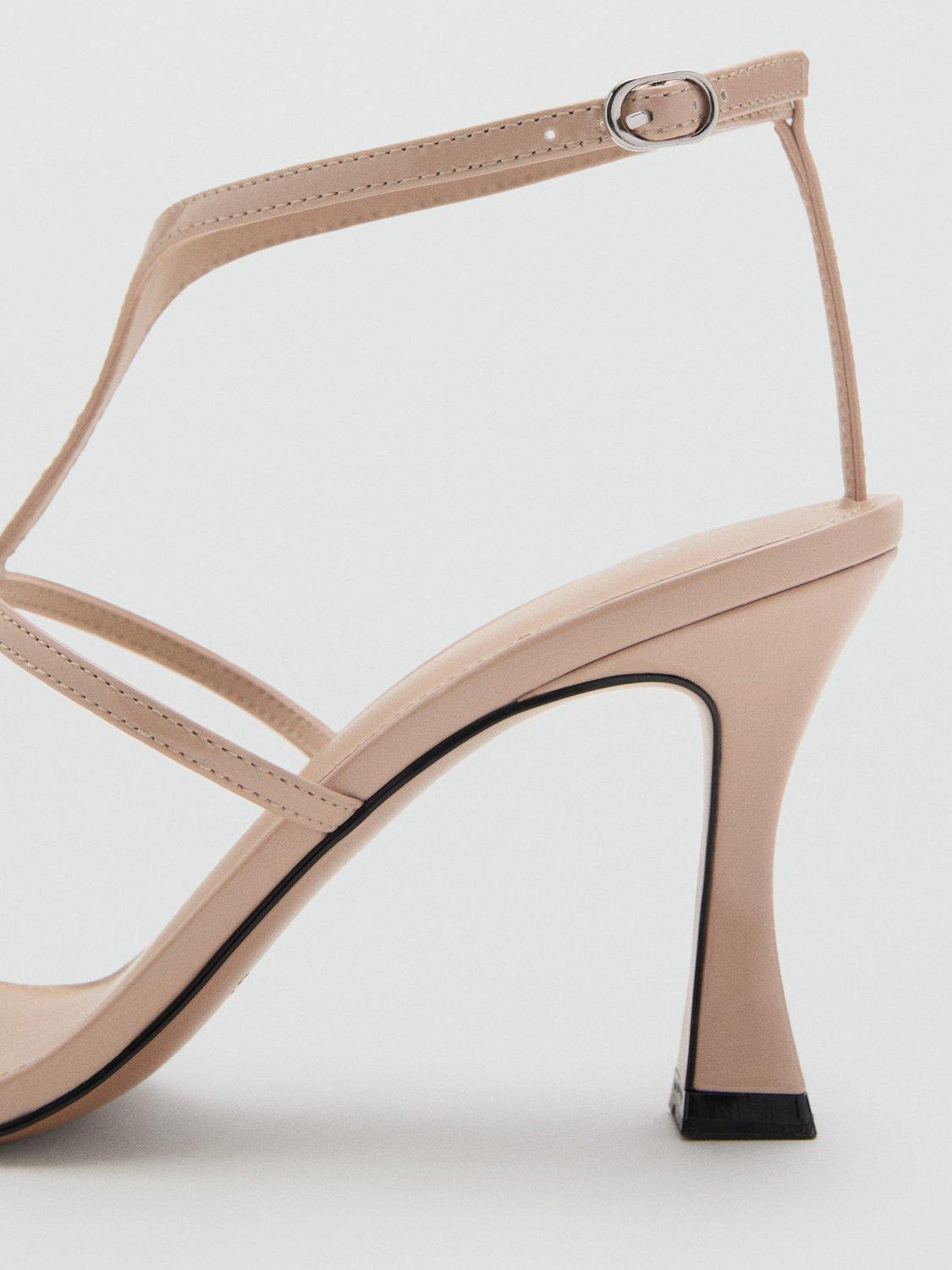 Product image 3 of 5, which shows Mango T-Bar Strap Heeled Sandals, Pastel Pink, 3