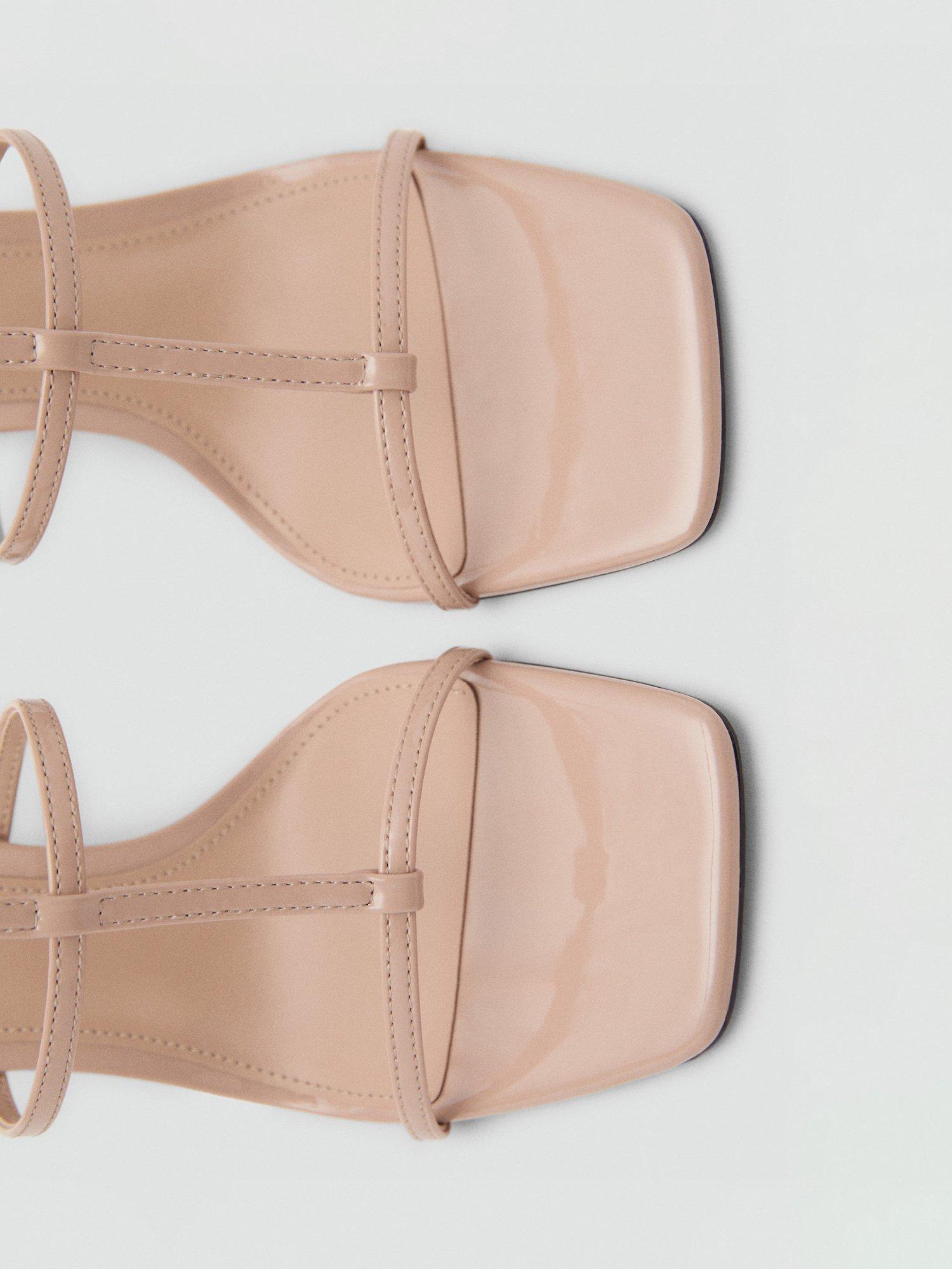 Product image 4 of 5, which shows Mango T-Bar Strap Heeled Sandals, Pastel Pink, 3