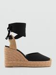 Mango Ona Slip-On Closed Toe Wedges, Black/Multi